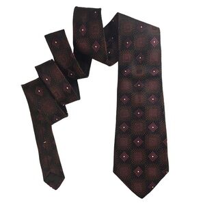 FENDI Vintage Silk Neck ie Textured Silk Micro Dot Made in Italy Burgundy